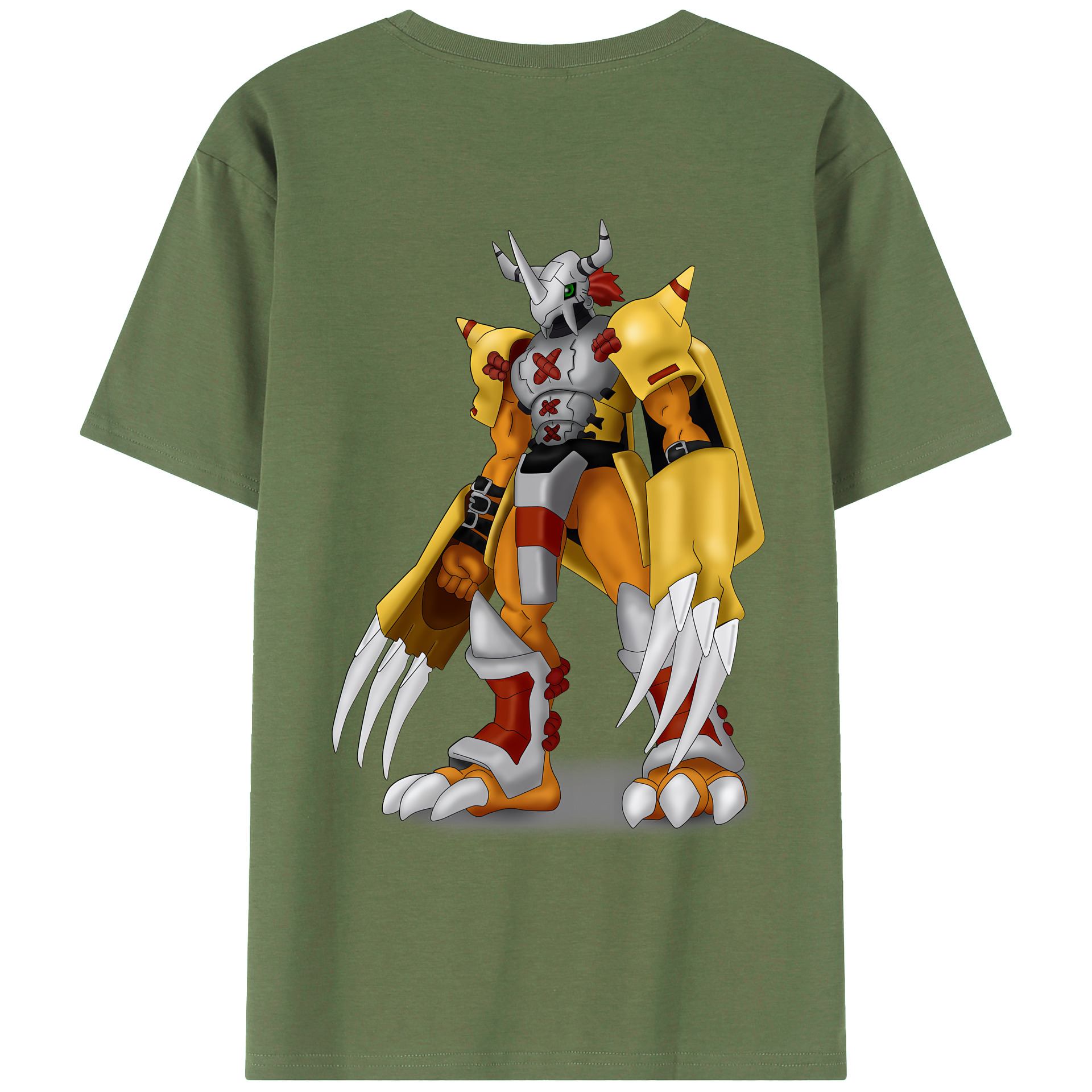 （画像用） Digimon デジタルモンスター/デジモン 綿100％ メンズ半袖Tシャツ（バックプリント） 通気性